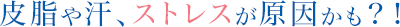 皮脂や汗、ストレスが原因かも?!