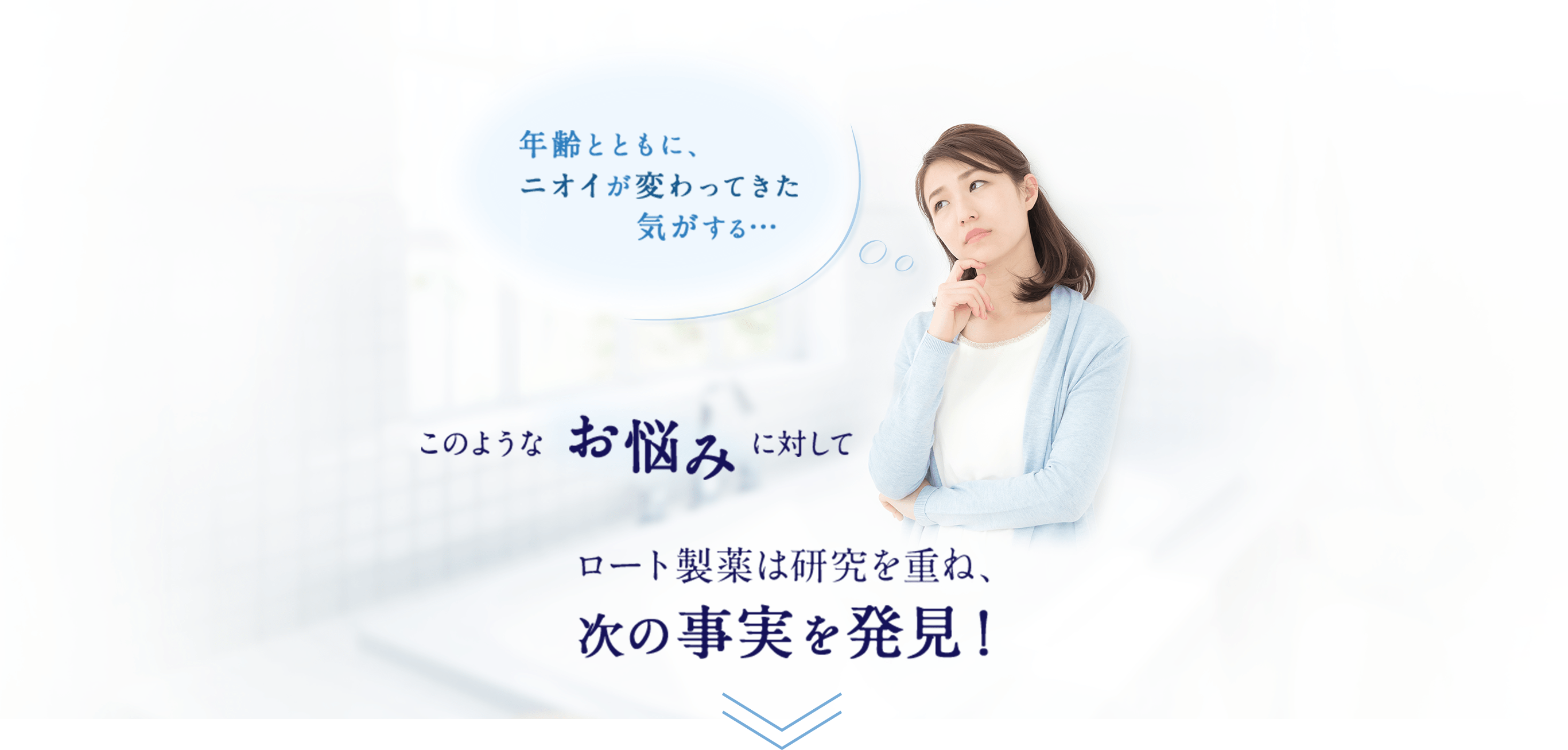 年齢とともに、ニオイが変わってきた気がする… このようなに対して  ロート製薬は研究を重ね、次の事実を発見！