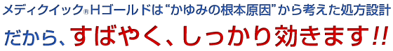 メディクイック®Hゴールドは“かゆみの根本原因”から考えた処方設計。だから、すばやく、しっかり効きます!