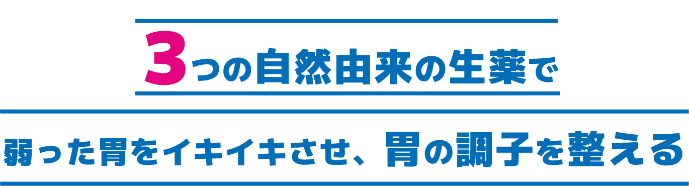 3つの自然由来の生薬で​弱った胃をイキイキさせ、胃の調子を整える