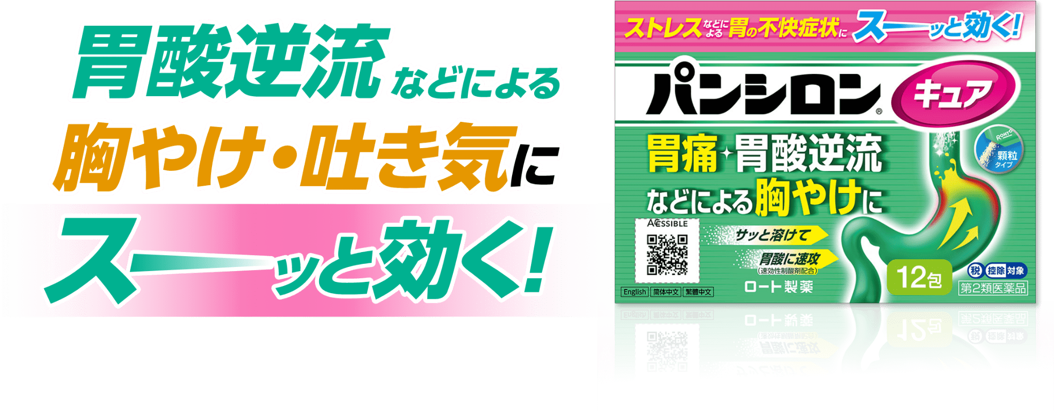 胃酸逆流などによる胸やけ・吐き気にスーッと効く！