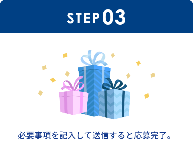 STEP03 必要事項を記入して送信すると応募完了。