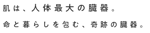 肌は、人体最大の臓器。命と暮らしを包む、奇跡の臓器。