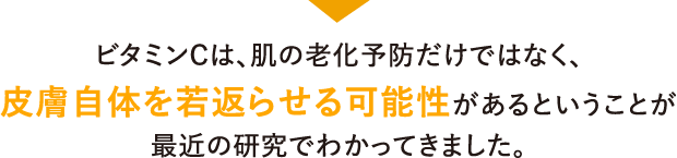 ビタミンCは、肌の老化予防だけではなく、皮膚自体を若返らせる可能性があるということが最近の研究でわかってきました。