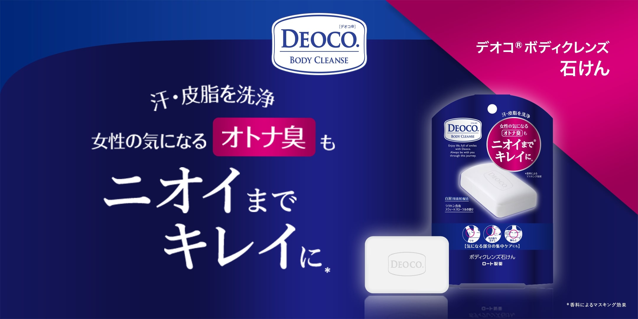 オトナの清潔感をつくるボディクレンズ＆制汗剤。deoco® | ロート製薬: 商品情報サイト